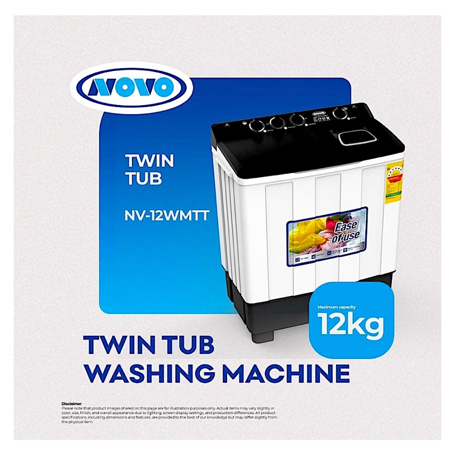 Novo Twin Tub Washing Machine 12kg